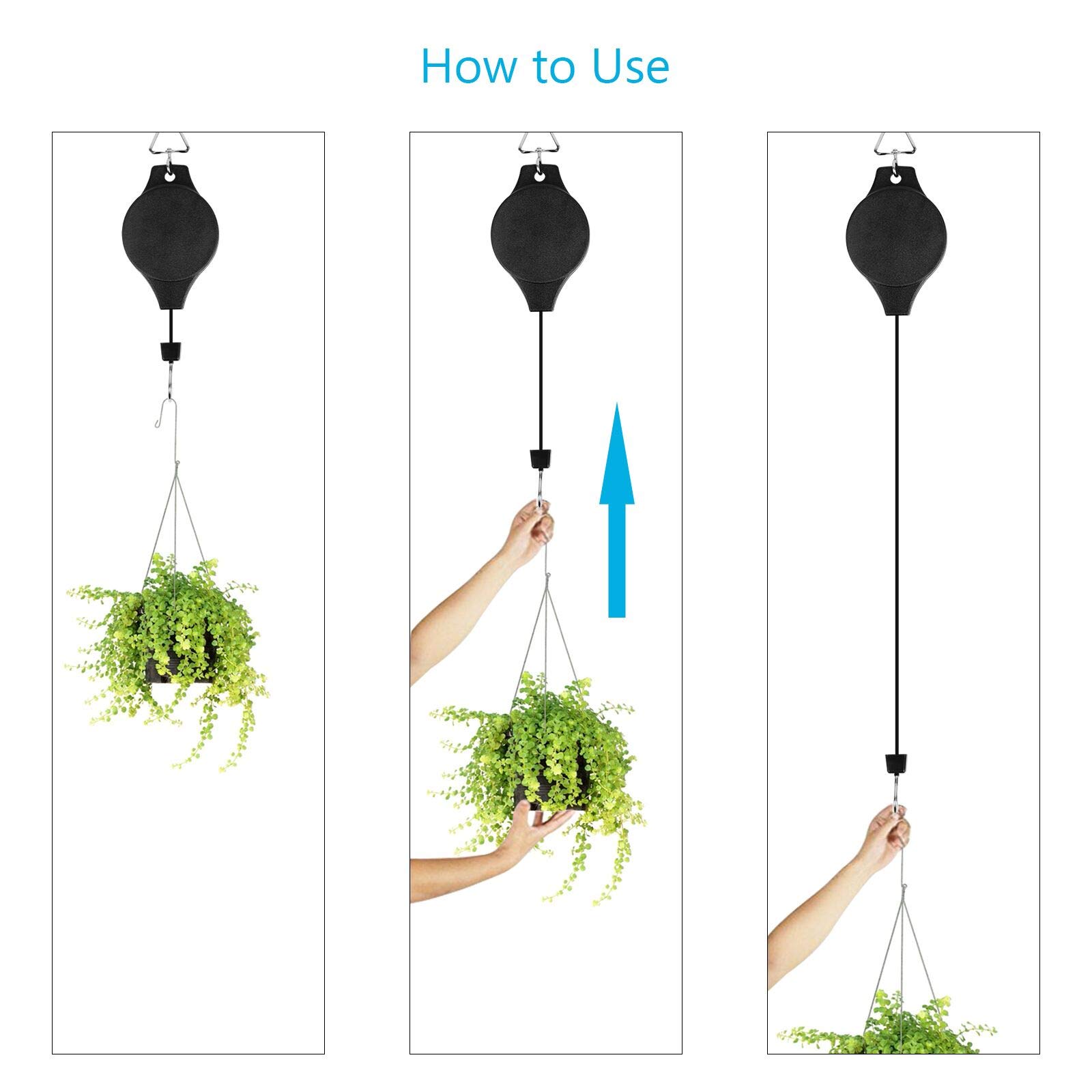 TAZEMAT 2pcs Plant Pulley Adjustable Basket Hook for Flowers and Birds Feeder Pots Garden Retractable Heavy Duty Hanger Indoor Household Flowerpot Hanging Pull Down Hook Outdoor Decorations