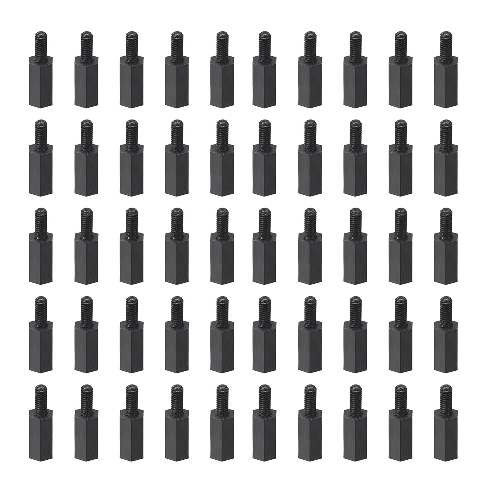 YOKIVE 50 Pcs M2.5 Standoff Screws, Nylon Hex PCB Standoffs with High Insulation Effect, Keep Height Consistent, Great for Motherboard (Black, 8mm+6mm)