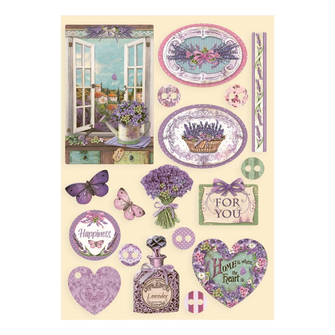 Provence Colored Wooden Shapes - Stamperia