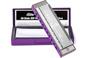 Eastar Major Blues Harmonica, 10 Holes C Key Beginner Harmonica for Students, with Hard Case and Cloth, Purple