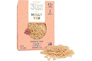 Three Farm Daughters X Molly Yeh High Fiber Orzo Pack, Irresistible, Low GI, Non GMO Orzo Pasta Noodles, Made in the USA from Just 2 Simple Ingredients, 12 oz. (1 Pack)