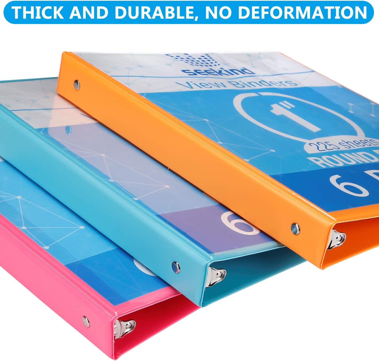 1 Inch 3 Ring Binders, SEEKIND View Binders, Holds Up to 8.5"11" Paper, Customizable Clear Cover, for Home, Office, and School Supply, 6 Pack : Office Products