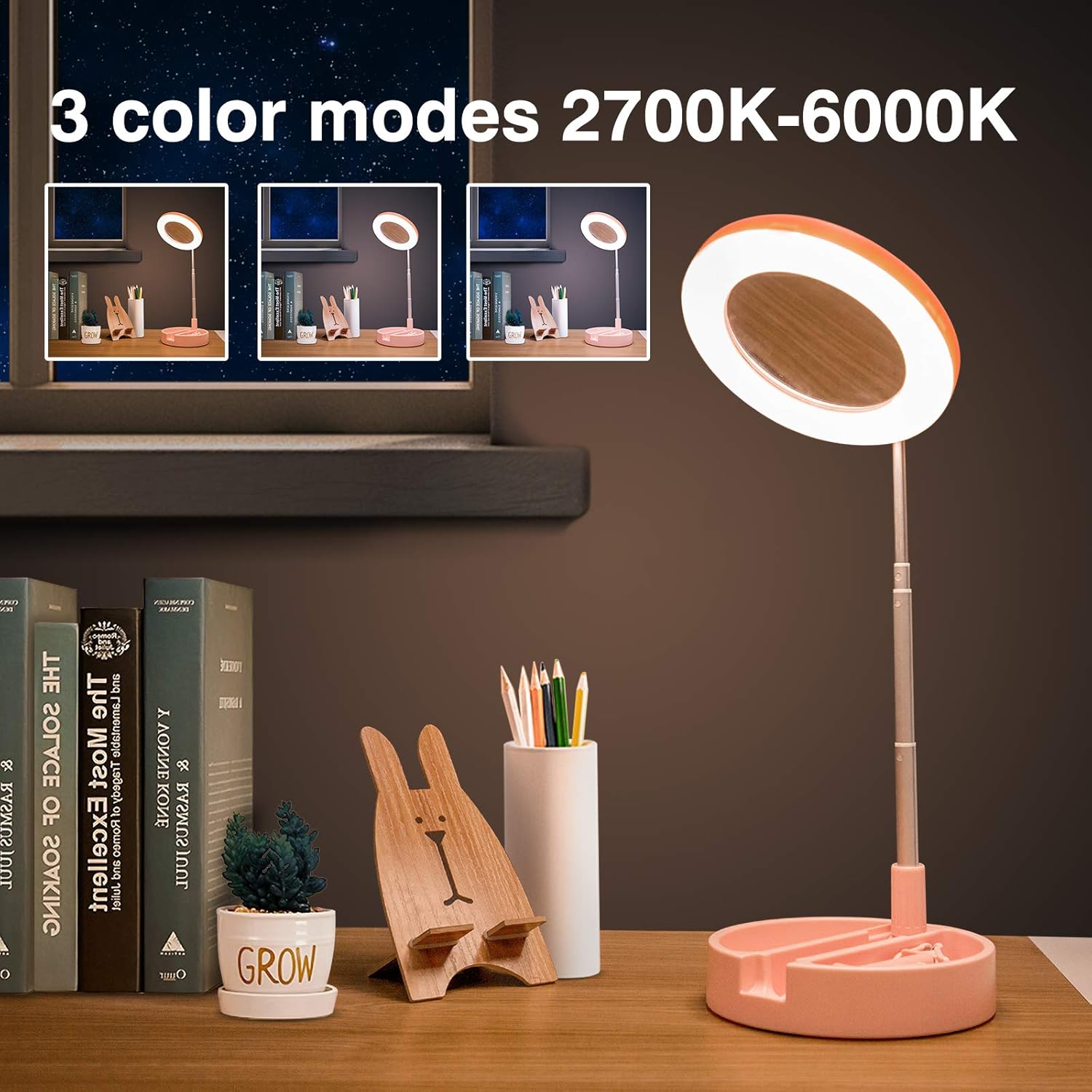 Neporal Small Desk Lamp, Height Adjustable with Flexible Head, 3 Light Modes, 10 Brightness, Pink Desk Lamp for Gifts: Camera & Photo