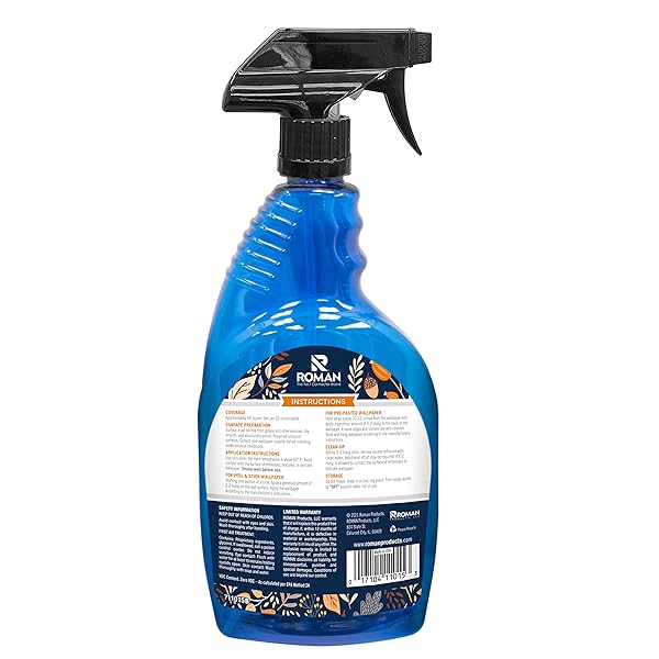 ROMAN’S E-Z HANG PEEL & STICK WALLPAPER HELPER, CLEAR, NON-STAINING, 32 FLUID OUNCES