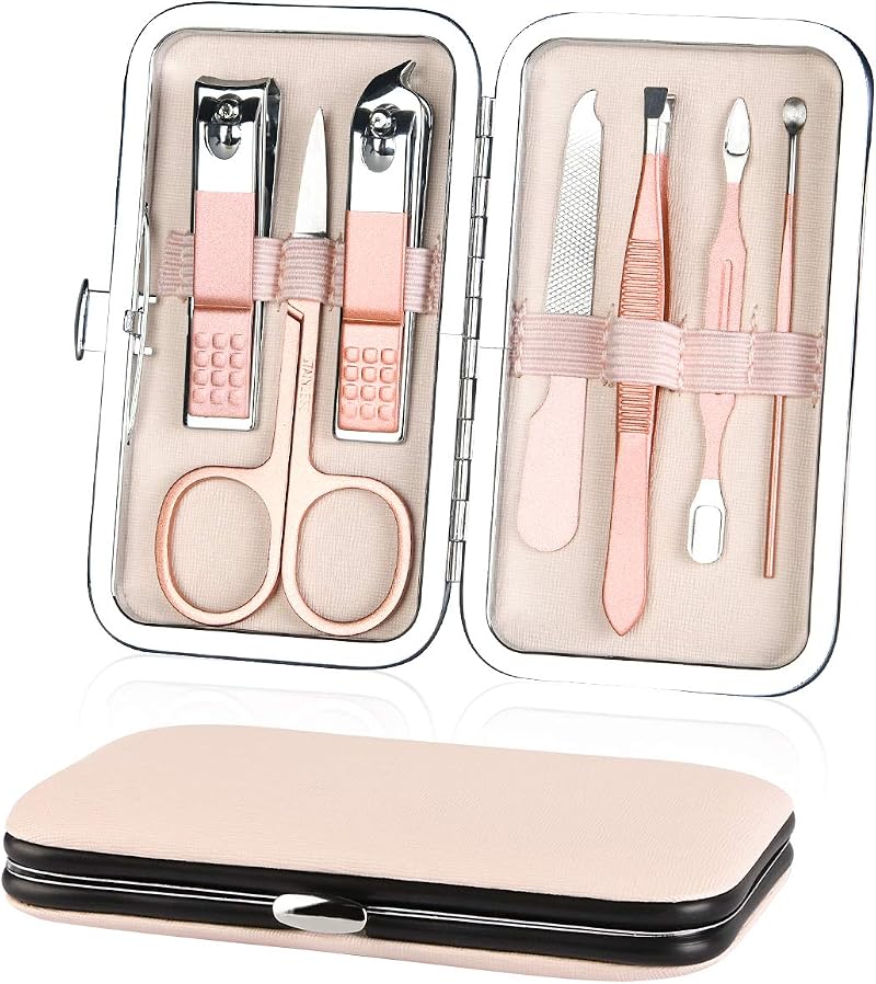 URAQT Professional Manicure Set 7 pcs Nail Clippers Eyebrow Grooming Kit