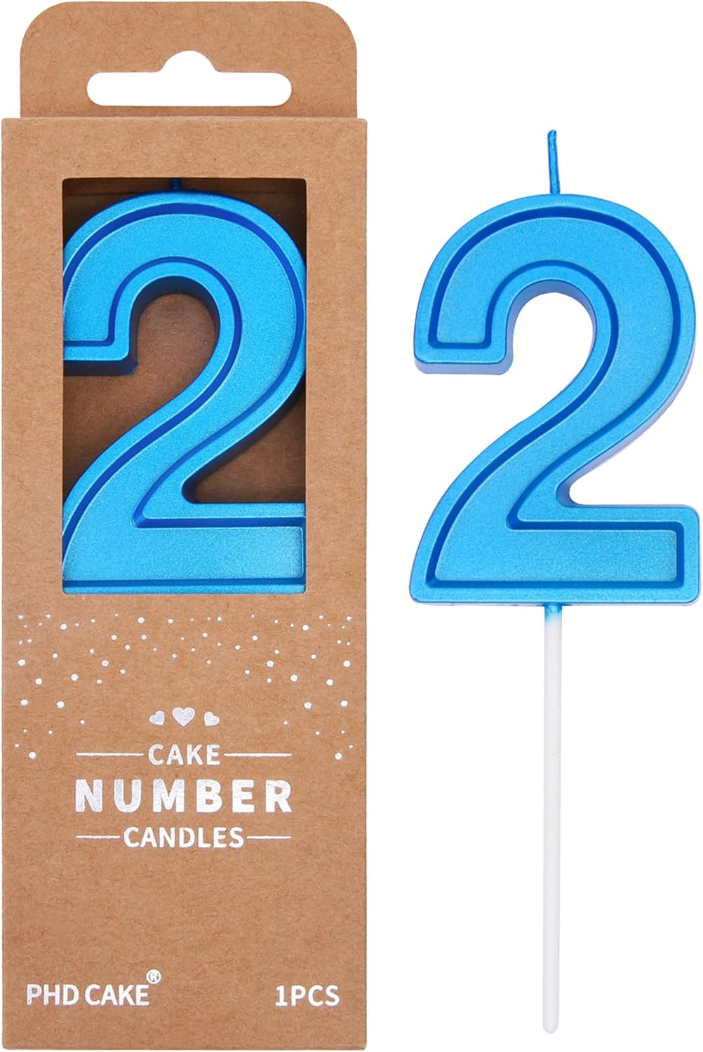 Candles & Holders - PHD CAKE 2.76 Inch Luxe Blue 2 Number Birthday Candles, Blue Number Candles, Cake Number Candles, Party Celebration