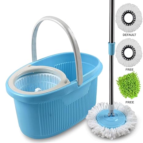 Cozylife by Smile Mom, Spin Mopper Floor Cleaner with Bucket Set Offer with Easy Wheels for Best 360 Degree Magic Cleaning, 2 Refill Head & Free Microfiber Glove