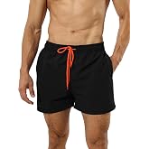 Men's Swim Trunks Quick Dry Breathable Nylon Shorts with Liner and Pockets | Mesh liner, 2 side pockets and 1 back pockets, 5 inches board shorts