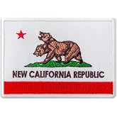 New California Republic Flag Embroidered Patch, Iron On, 4 x 2.8 inches