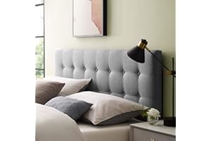 Modway Emily Tufted Button Linen Fabric Upholstered King Headboard in Gray