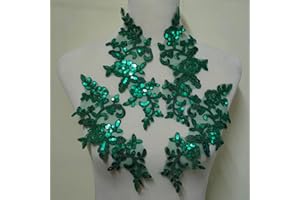 YINQINUSP 2 Pair Sequin Embroidered Clothing Accessories, Stickers/Wedding Dresses/Formal Dresses/Performance Decorations DIY Materials (Green)