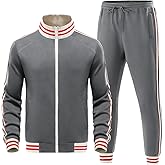 Riskrole Men’s Tracksuits Set 2 Pieces Active Sweatsuits Casual Jogging Full Zip Outfits Jacket Pants Set