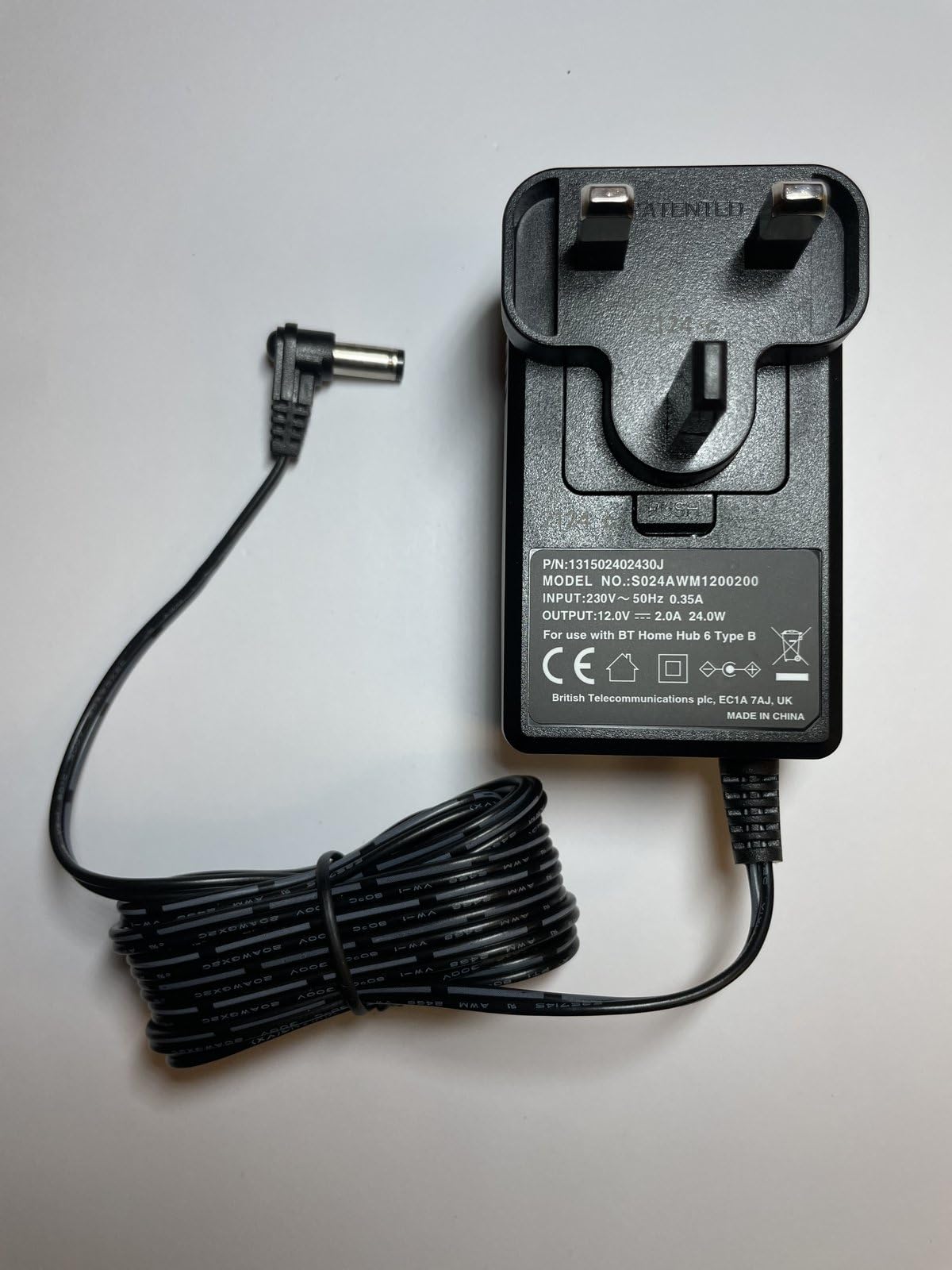 Replacement for 3 Metre Long Cable 12V 2A AC-DC Switching Adaptor Power Supply 5.5mm UK Plug