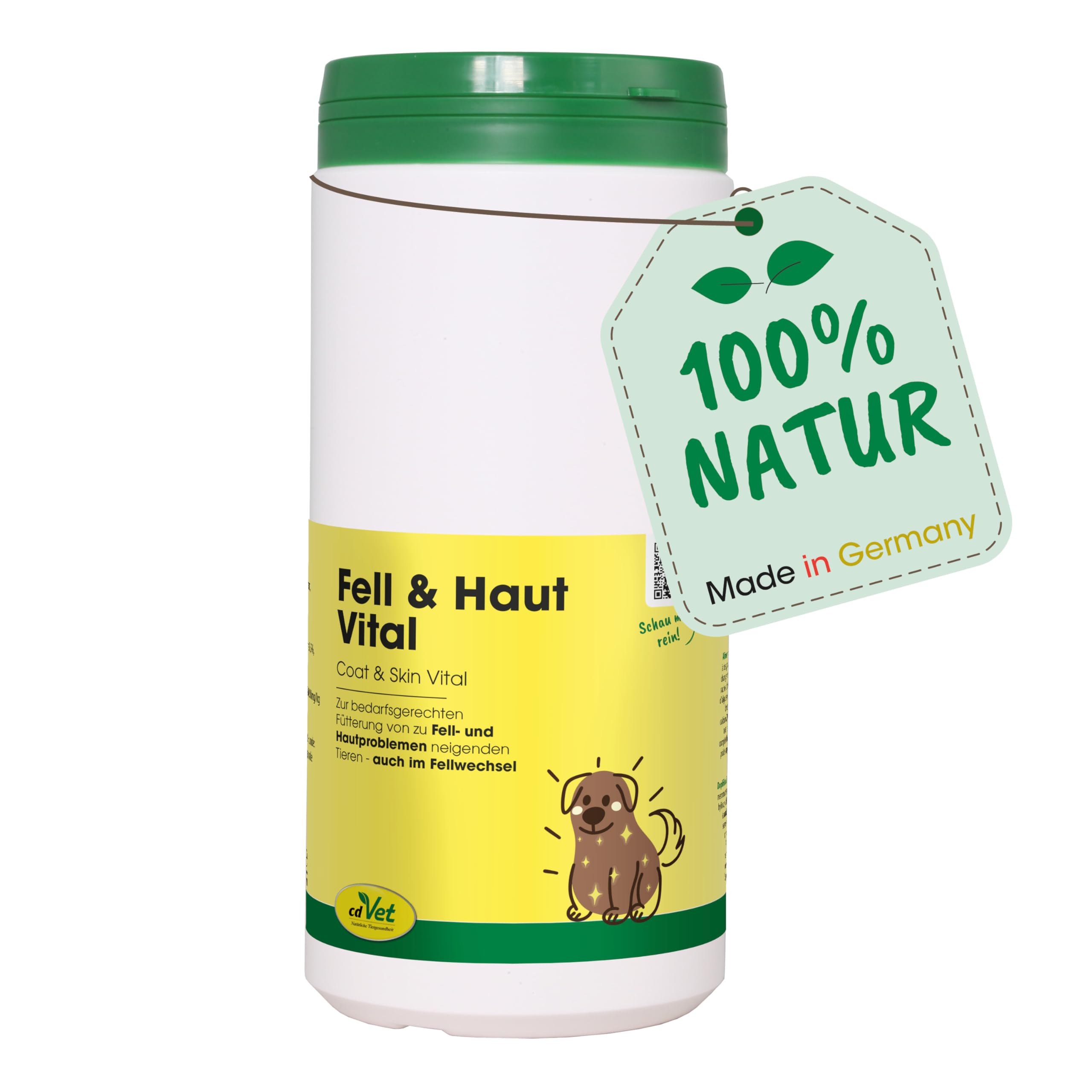 cdVet Naturprodukte Fell & Haut Vital Hund & Katze 750 g - Dog, cat - Complementary feed - coat + skin problems - coat change - organism support - hair rupture - dandruff - hair loss -