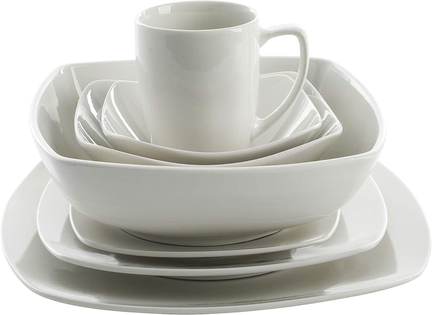  | Gibson Home Zen Buffet Dinnerware Set, Service for 6 (39pcs), White (Square): Dinnerware Sets