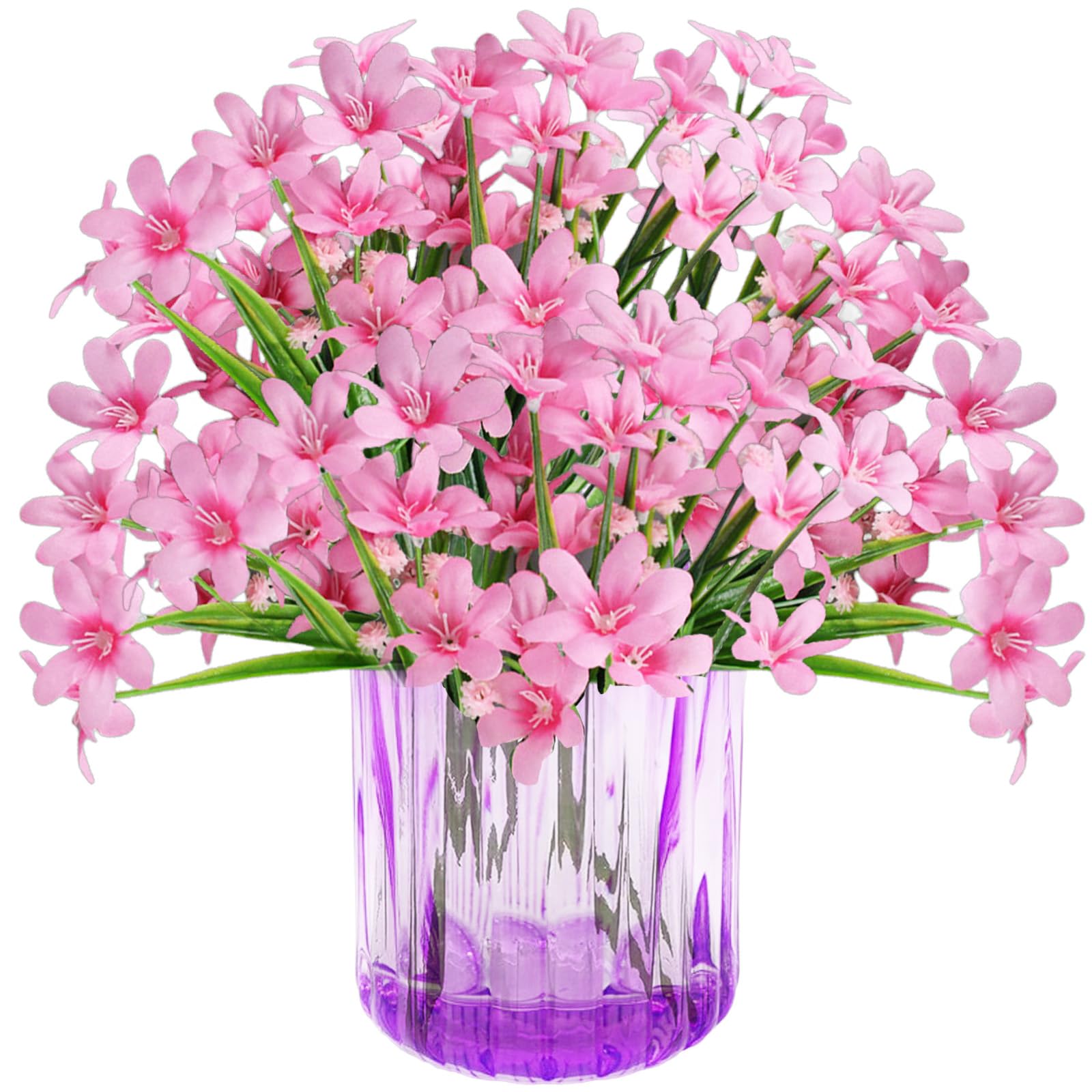 astylishome Pink Artificial Flowers 33 cm Tall Lifelike Faux Plant Real Touch Craft Accessories with Green Leaves Cymbidium Flower Arrangements for Indoor Decoration 0614
