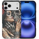 CARLOCA for iPhone 17 Pro Max 18 Pro Max Case Full Body Hybrid 2-Layer Matte Hard Shell Silicone Protective Case Pattern Skeleton Girl Love Day of The Dead