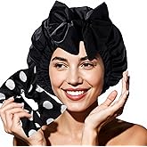 Years Calm Luxury Shower Cap For Women Reusable Waterproof, Detachable Bowknot & Satin Lined, Flexi and Washable Bath Cap for Long Hair/Braids Fit Spa, Travel, Shower