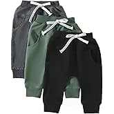 Tsnbre Baby Pants Toddler Infant Newborn Baby Boy Girl Sweatpants Long Joggers Pants Unisex Boy 's Clothing 3 Pack