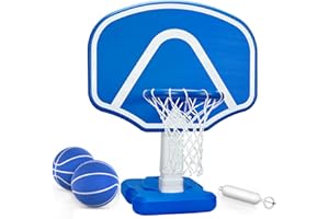 PERBYSTE Pool Basketball Hoop Poolside, Height Adjustable Swimming Pool Basketball Game with 2 Balls and Pump, Poolside Water Basketball Hoop for Inground Pools, Pool Games Pool Toys