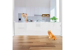 GENERIC Retractable Baby Gates-110 Inch Baby Gates Extra Wide for Large Opening Baby Gate-Retractable Driveway Guard, Indoor Outdoor Long Baby Gate, Retractable Dog Gate for The House Extra Wide
