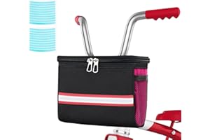 Zimois Kids Bike Basket for Boys Girls, Waterproof Bicycle Basket Front Handlebar with Reflective Safety Straps, Easy to Install Front Frame Scooter Basket Bag