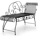 Miadomodo - Banco de metal para jardín con decoración floral: Amazon.es