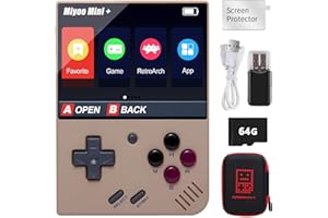ASTARAMA Miyoo Mini Plus Handheld Game Console with Hard Case, 3.5 Inch IPS Screen Retro Video Game Console, Built-in 64G TF Card 10000+ Games & 3000mAh Battery, Support WiFi