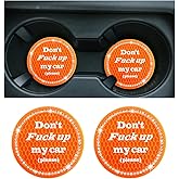 Sylvil 2 PCS Bling Car Cup Coaster, 2.75 Inch Anti-Slip Cup Holder Insert Coasters, Crystal Rhinestone Auto Drink Car Cup Mat for Women Girls, Universal Interior Car Accessories (Orange)