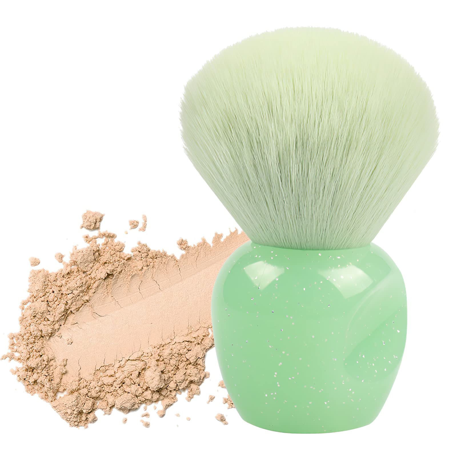 Powder Brush Makeup, Blush Brush, Face Powder Brush for Loose or Pressed Setting Powder, Foundation Powder Blending Make up Brush Fluffy Brush, Nail Dust Brush Nails Arts Powder Brush (Green)