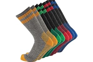 Cerebro Merino Wool Socks for Men, Cushioned Mid-calf Socks Moisture Wicking Men's Hiking Socks for Home, Trekking, Outdoors