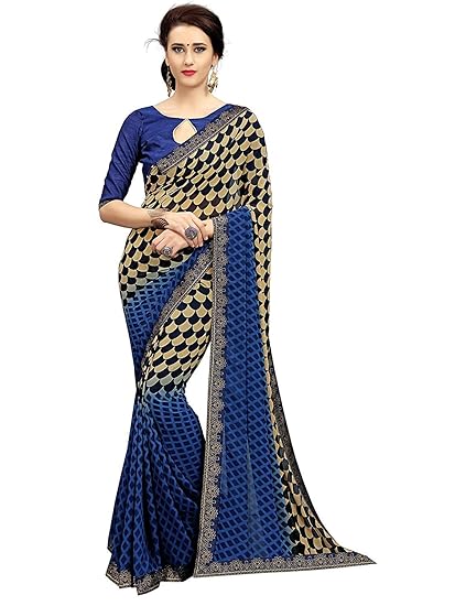 RAJESHWAR FASHION WITH RF Womens Georgette Saree with Blouse Piece