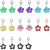 yueton 20pcs Assorted Color Frangipani Flower Dangle Charms Pendant with Lobster Clasp Jewelry Making Accessory Fit Floating Locket Charms Necklaces