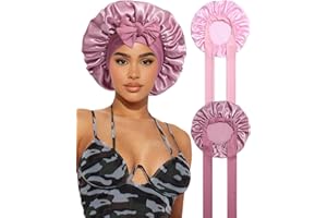 AWAYTR 2PCS Satin Bonnet Silk Bonnet for Sleeping Women Curly Hair Bonnet with Tie Band Bonnet Sleep Cap