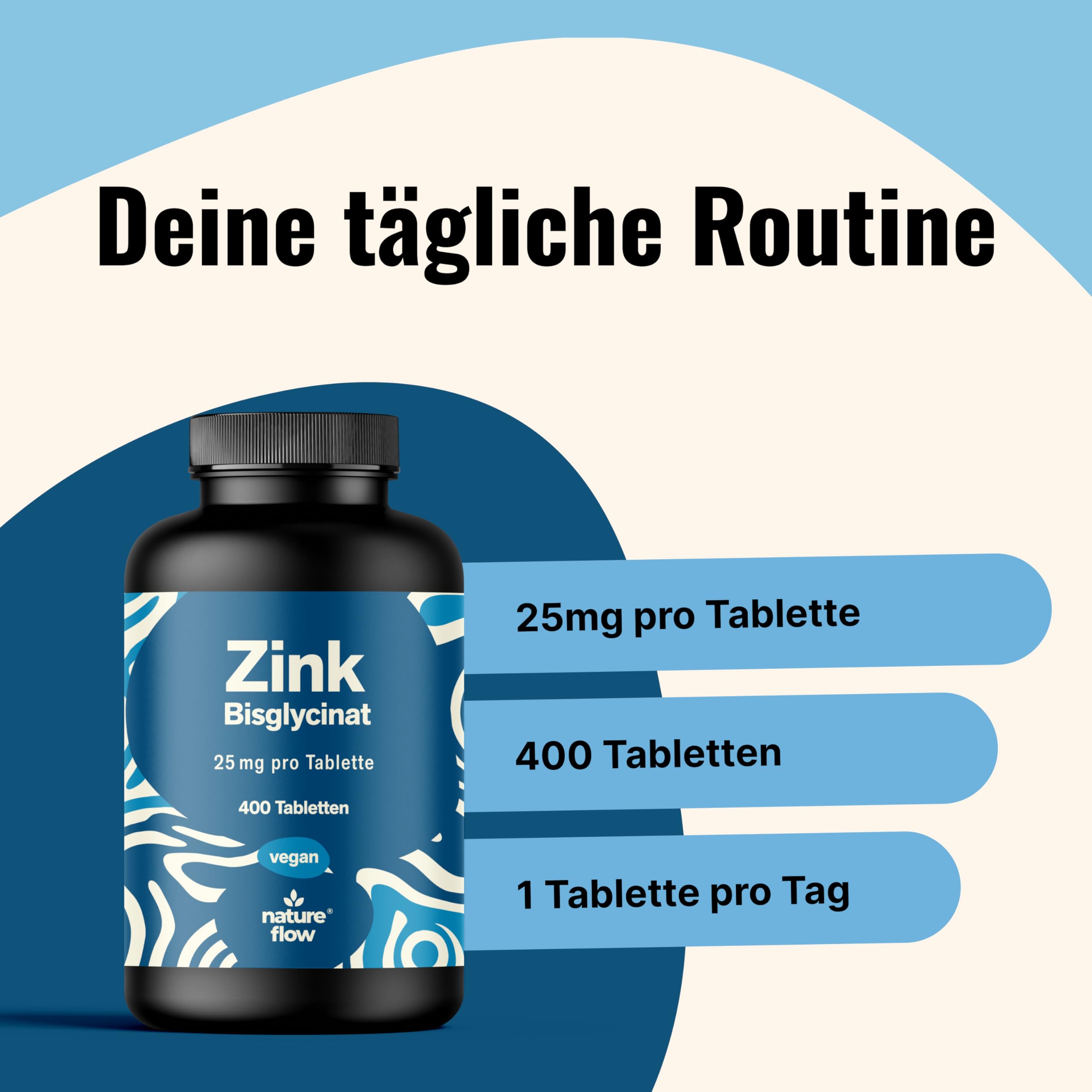 Zink Tabletten hochdosiert 25mg - 400 Tabletten hochdosiert mit Zink-Bisglycinat - Vegan und produziert in Deutschland - Laborgeprüft - Verpackung kann variieren 3