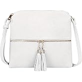 SG SUGU Lightweight Medium Crossbody Bag Shoulder Bag with Tassel and Zipper Pocket
