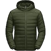 MAGCOMSEN Men's Lightweight Puffer Jacket Hooded Warm Winter Coat Quilted Lined Water-Resistant Full Zip Bubble Jackets