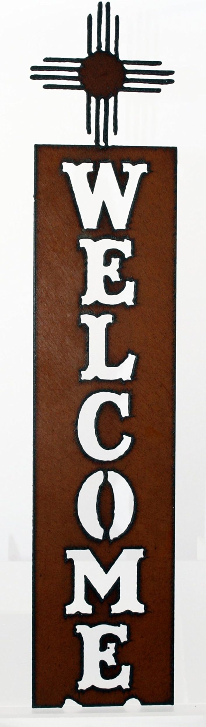 Southwestern Home Decor Zia Metal Door Decor Vertical Welcome Sign