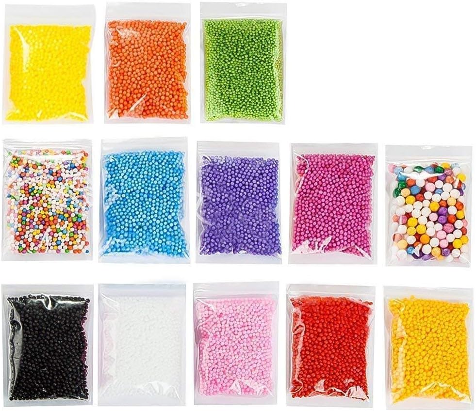WopenJucy 13 Pack Micro Slime Foam Balls Beads Colourful Styrofoam Foam Balls Spheres Filler Beads Decor For Floam Filler Arts Crafts Supplies (A)