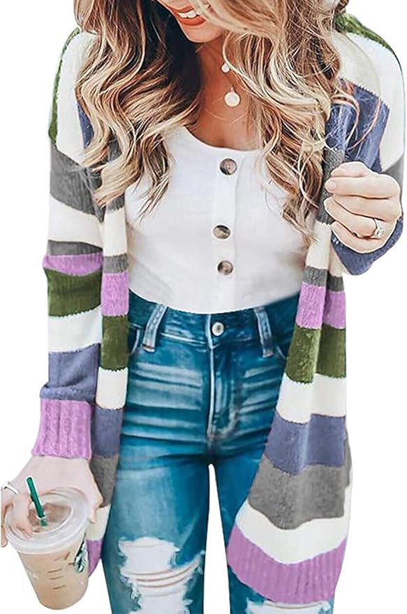 womens colour block cardigan