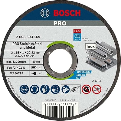 Bosch Standard Inox Metal Cutting Disc 115mm x 1mm x 22.23mm Angle Grinder