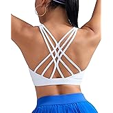RUNNING GIRL Sports Bras for Women Medium Support, Criss-Cross Strappy Sports Bra Workout Yoga Bra with Removable Cups
