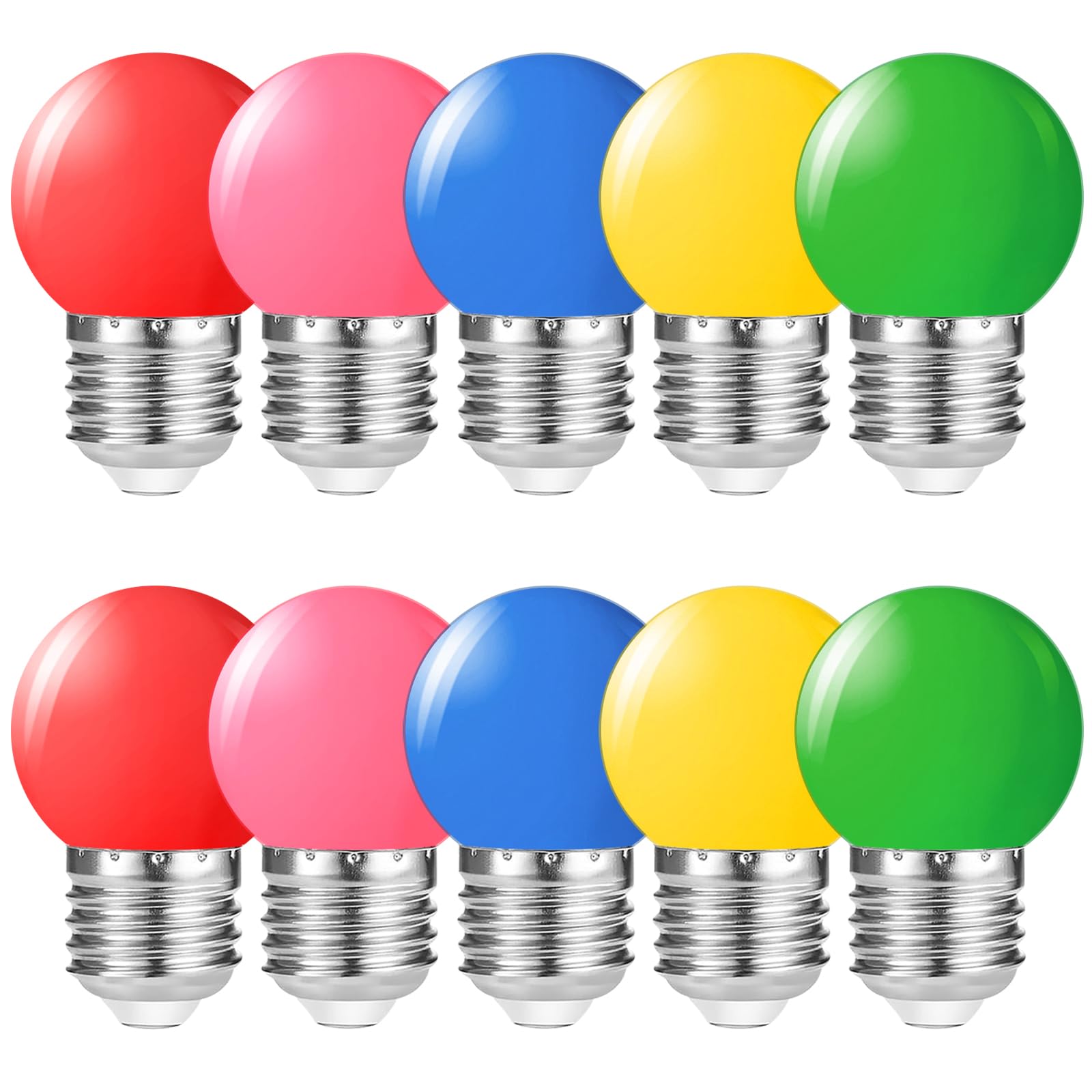 Suncan 10 Pack E27 Screw Cap Coloured LED Light Bulbs Lamps for Outdoor Patio Party Christmas