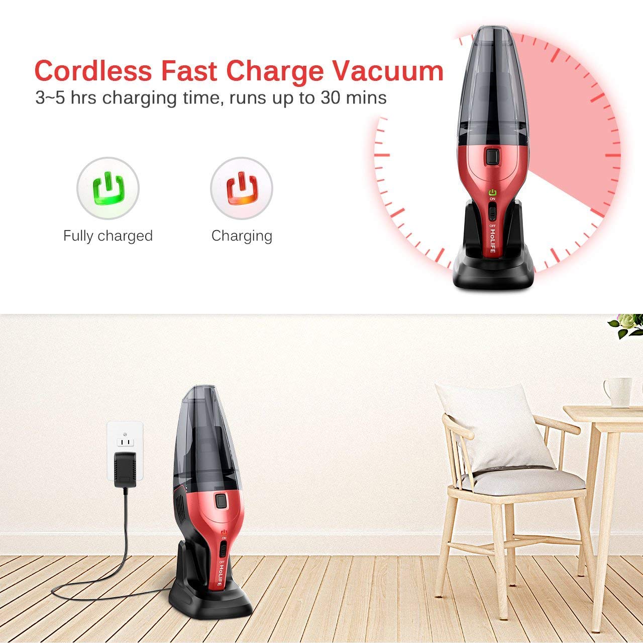 Vacuums & Floor Cleaning Machines HoLife Cordless Vacuum Cleaner with