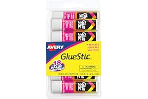 Avery Glue Stic Value Pack, White, Washable, Nontoxic, 0.26 oz., 18 Permanent Glue Sticks (98089)