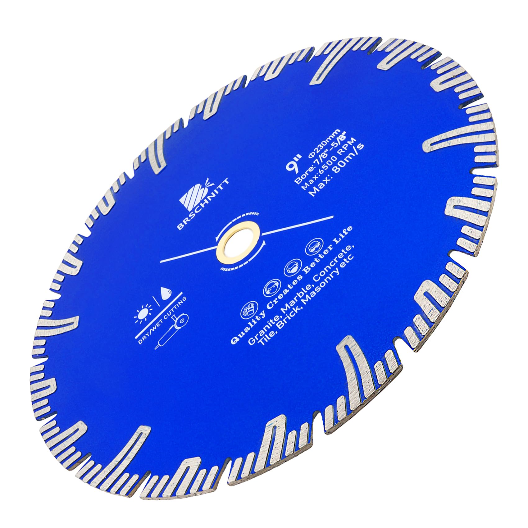Diamond Turbo Cutting Blade 230mm,BRSCHNITT Diamond Saw Blade for Granite,Marble,Concrete,Porcelain Tile,Ceramic Tile,Masonry