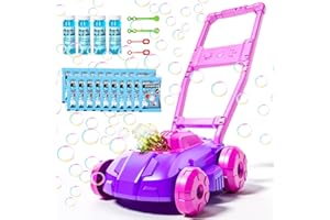 BLmukce Bubble Lawn Mower for Toddlers, Automatic Bubble Blower Machine for Kids，Outdoor Gardening Push Toys with Light&Sound
