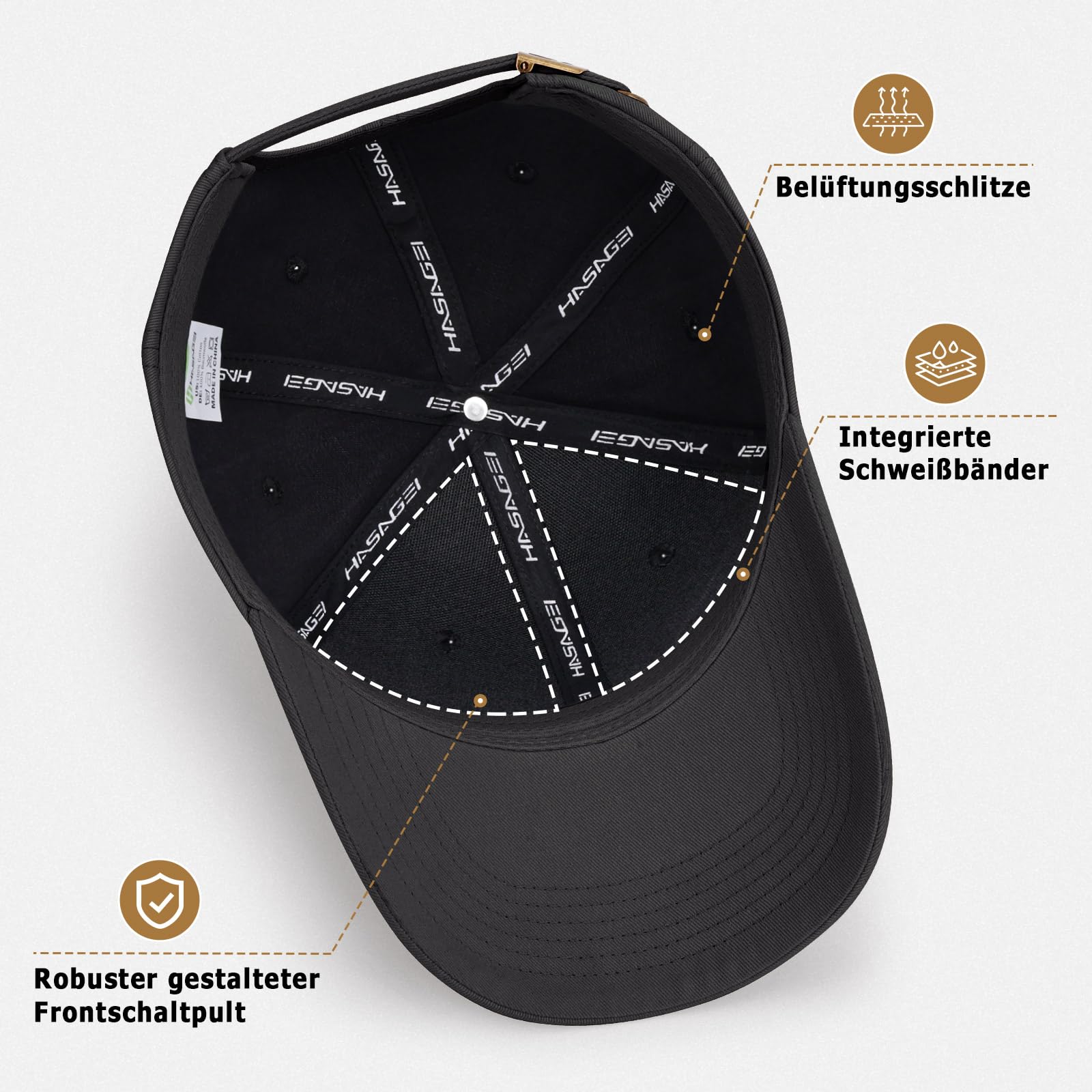 HASAGEI Baseball Cap Herren Damen 100% Baumwolle Basecap Verstellbar Baseball Kappe Reine Farbe Baseboard Baseballkappe für Tennis Golf Reisen Geschenkidee 3
