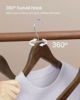 SONGMICS Wooden Hangers Set of 10 with Shoulder Notches Dark Walnut view 6