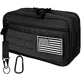 KOZEVARNY Tactical Toiletry Bag For Men,Molle Utility Pouches with US Flag Patch and Keychain,EDC Tool Pouch Bag, Mens Shaving Kit Travel shower Bags (Black)